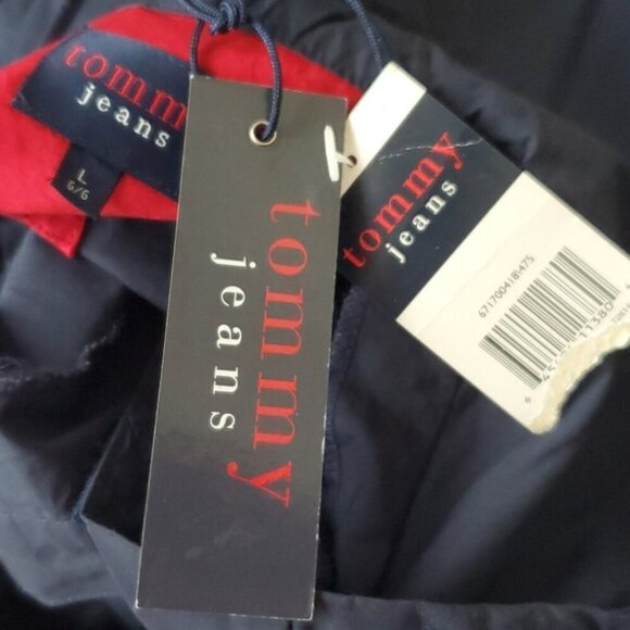 VTG Tommy Jeans dark blue hooded rain coat smock NWT - Picture 9 of 10